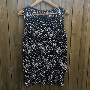 Sharon Max | Size Medium Black/Pink Polka Dot Top